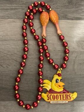 Mardi Gras Scooter's Chicken Beaded Necklace - Red & Yellow